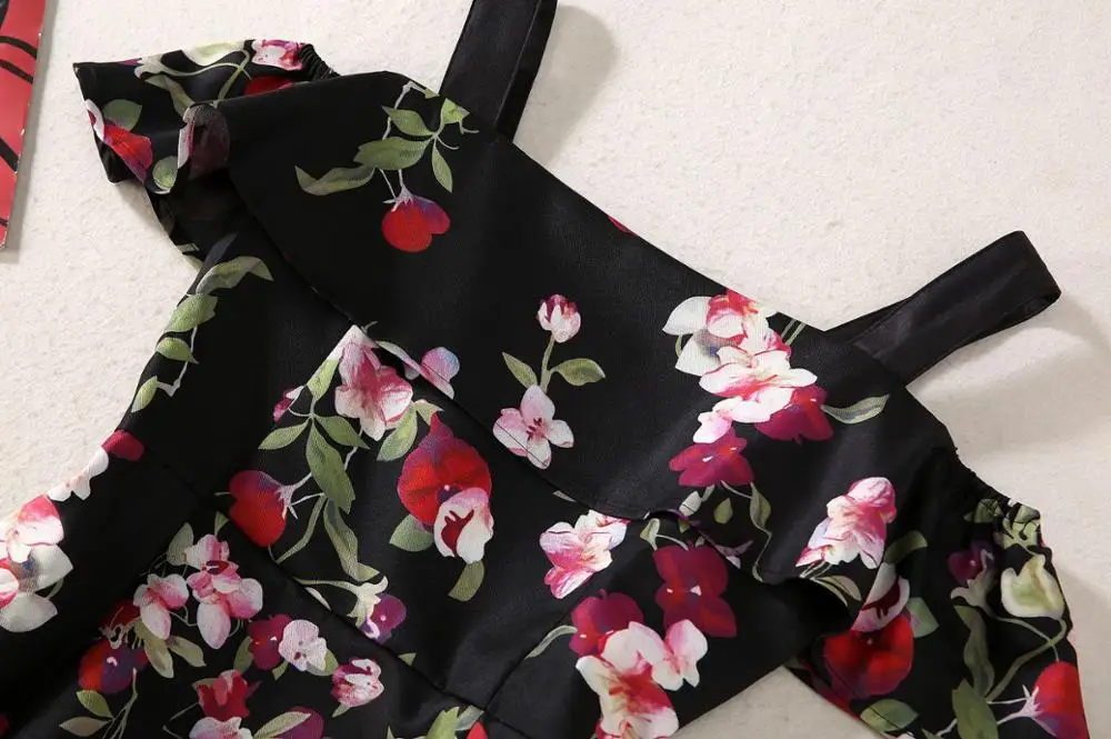 

European and American women's clothing 2020 summer new style Condole belt A word shoulder Fashion flower print fishtail dress