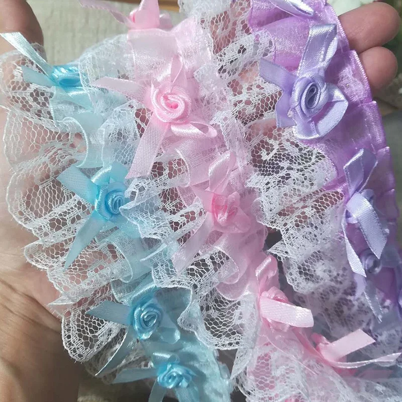 1Yards High Quality Guipure Lace Fabric Trim 4.8cm Bow Rose Flowers Ribbon Lace Material For Dress Decoration Sewing Crafts RG19