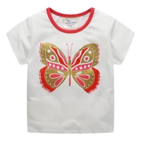 jumping meters cotton butterfly print hot selling toddler summer girls t shirts fashion cotton boys girls tops