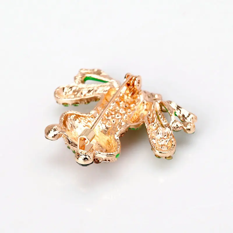 Кристалл Стразы в форме лягушки Броши для женщин зеленый цвет животное брошь