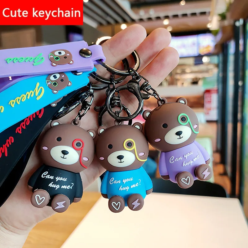 

New Fashion Cute Fun Cartoon Soft Glue Keychain Ring Chain Men Women Mobile Phone Bag Car Keychains Pendant Christmas Dog Gift