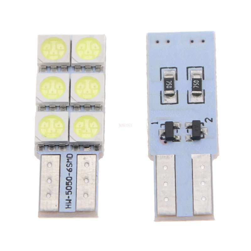 10 шт./лот авто led AC/DCT10 6smd 5050 LED w5w LED T10 canbus Автомобильный свет Светодиодная лампа индикатор парковочная лампа бесплатная доставка