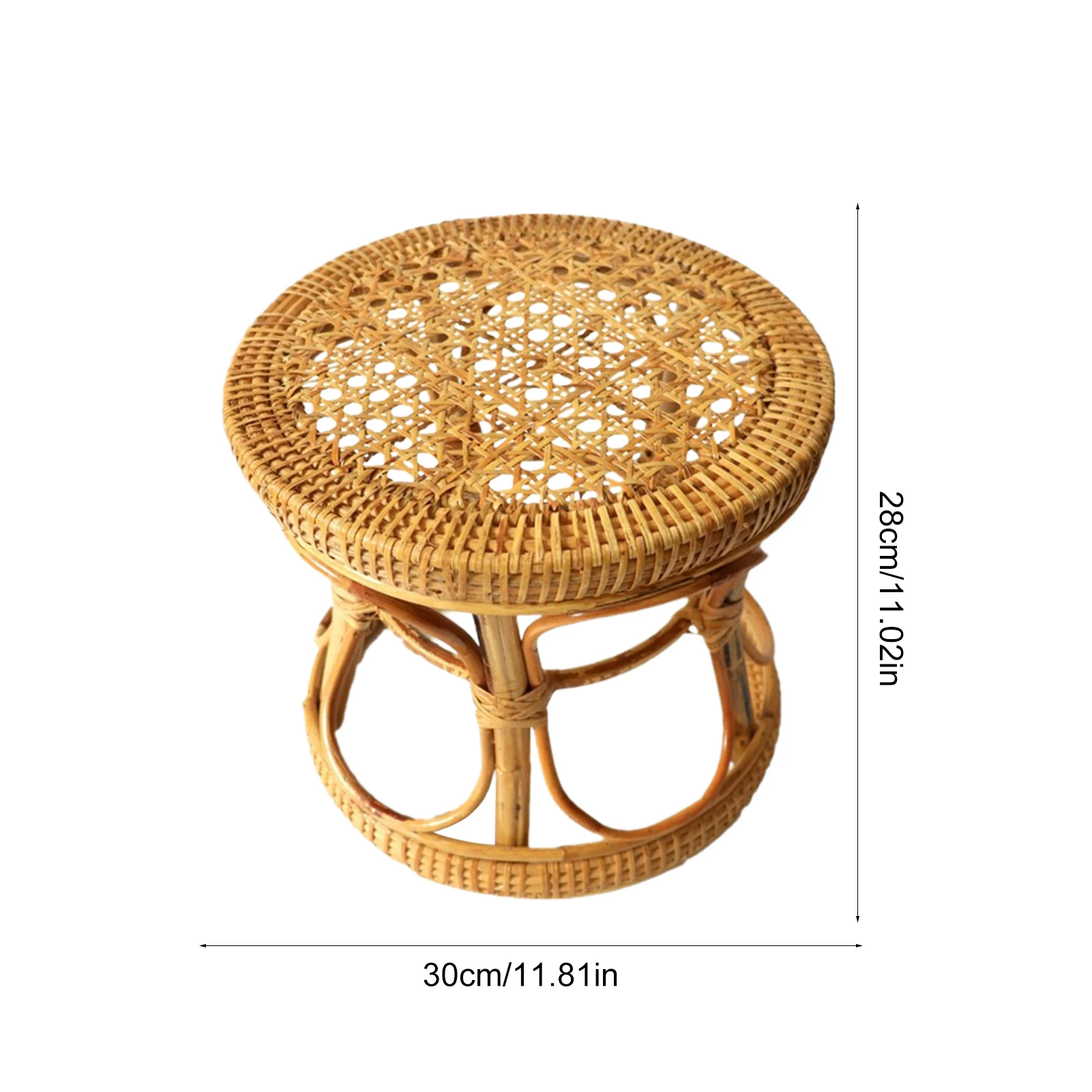 

Natural Rattan Plant Stand Rack Hand-woven Flower Stand 28x30cm Durable Indoor Flower Pot Holder Shelf For Home Gardening