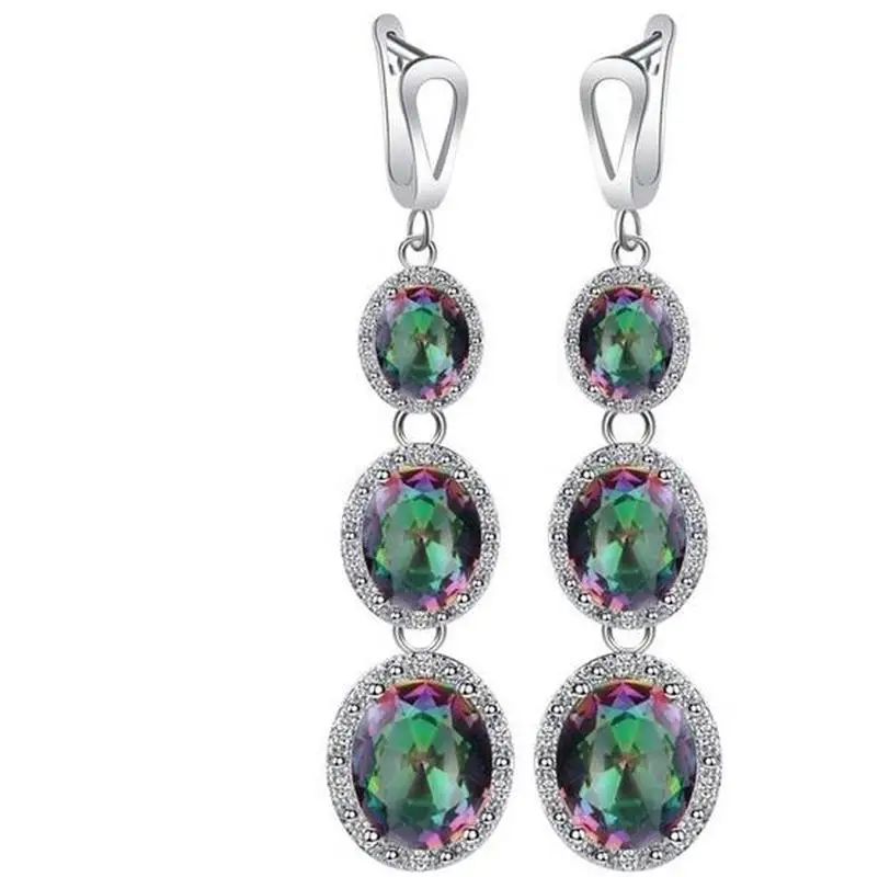 Комплект из колье и серёг с разноцветными кристаллами | Украшения аксессуары