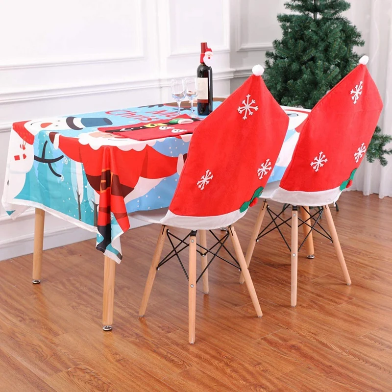 

Christmas Chair Covers Tablecloth Santa Chair Back Covers Chair Covers for Home Dinner Table Chairs Decoration