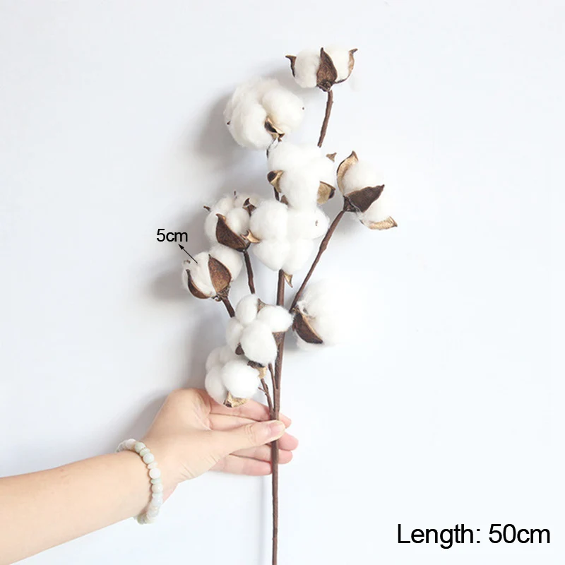 

Naturally Dried Cotton Flowers Artificial Plants Floral Branch for Wedding Party Decorations Fake Flowers Home Artificial Decor