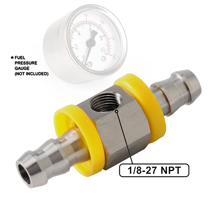 

Stainless Steel 3/8Inch Fuel Line Fuel Pressure Gauge Sensor T-Fitting Adapter