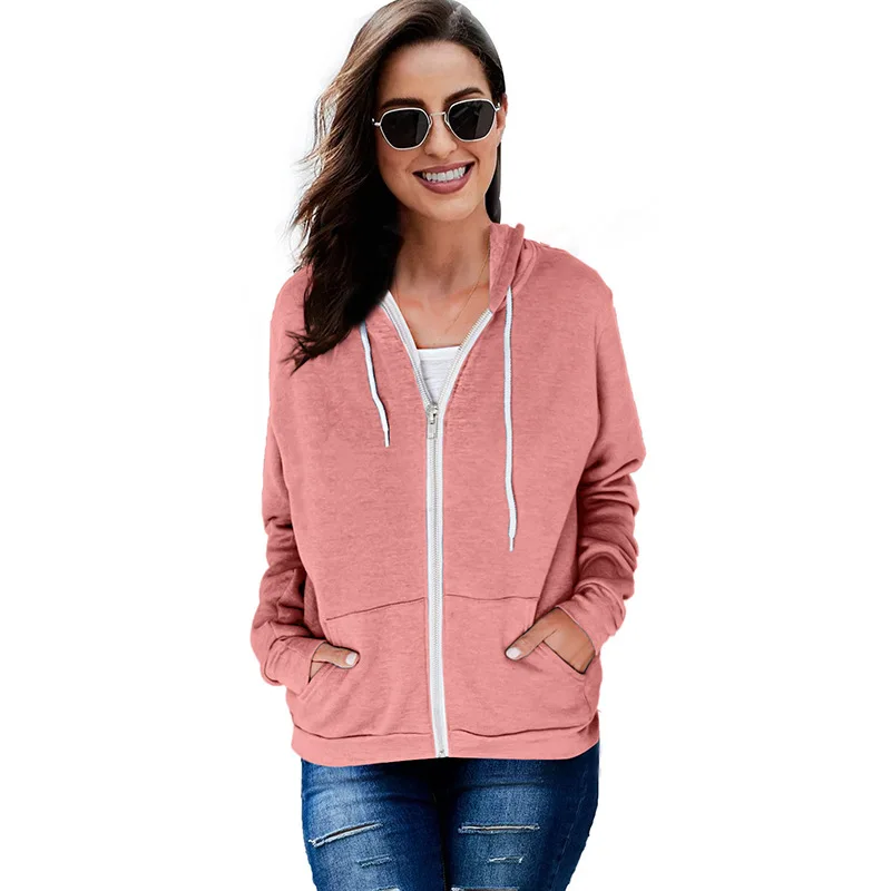 

Sweatshirts Woman Autumn Spring Hoodies Long Sleeve Zip-up Solid Ladies Hooded Hoodie High Quality Women Clothing Casual Top