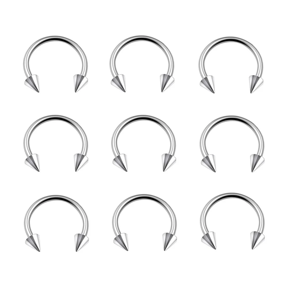 10 Pcs Fashion Horseshoe Spike Ring Nose Hoops And Septum Rings Tragus Piercing Body Jewelry Women Men Wholesale | Украшения и