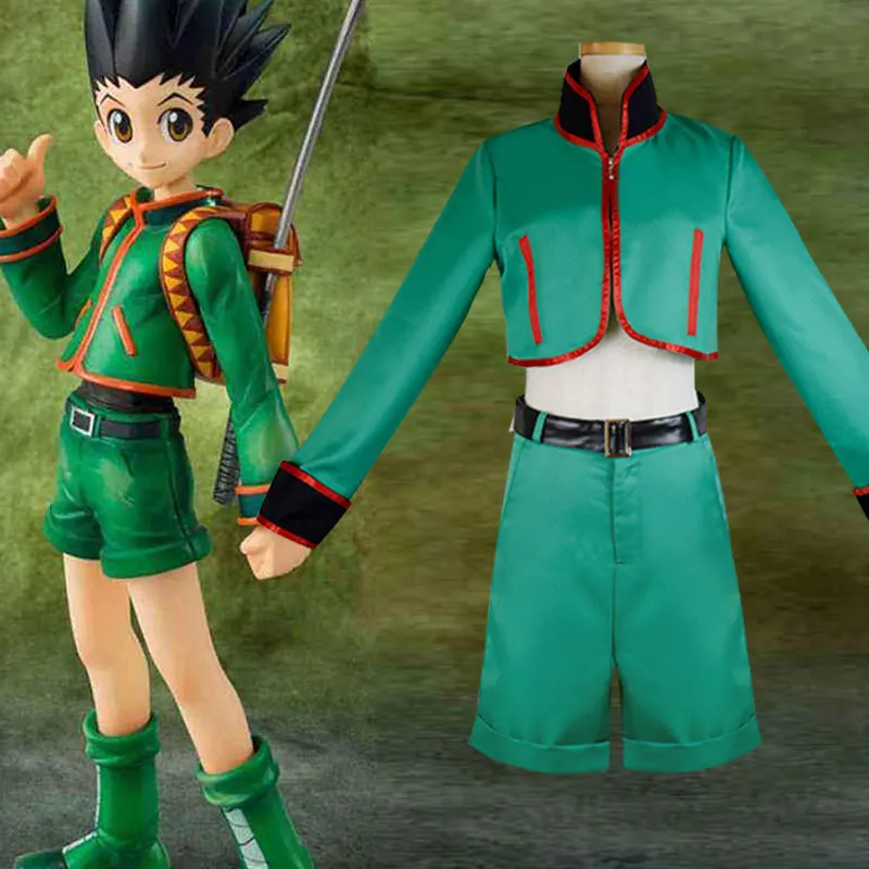 Reneecho Teenagers Gon Freecss Cosplay Adult Men Hunter X Costume Jacket Pants Belt Full Set |
