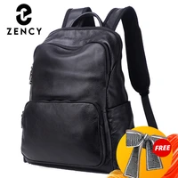 zency 2021 new fashion designer backpack cowhide leather knapsack daily casual women rucksack laptop bag anti theft bag for male