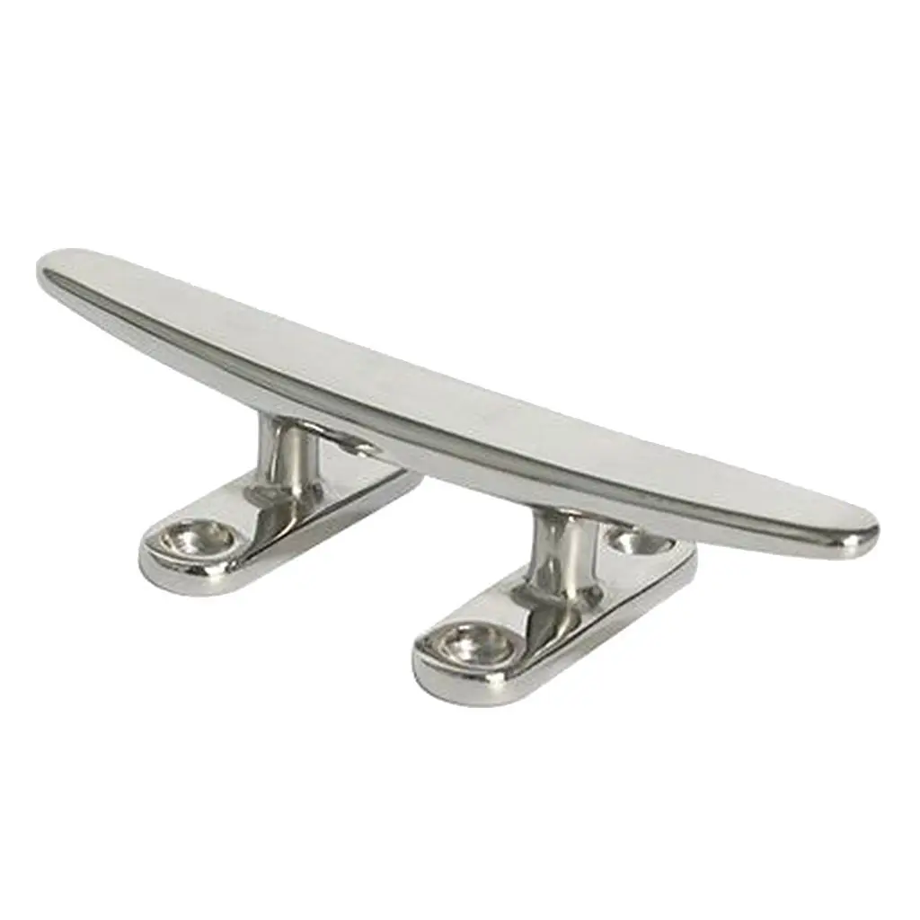 

8 inch 200mm Boat Stainless Steel Cord Cleat Open Base Low Flat Polished