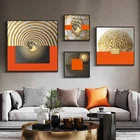 Роскошные абстрактные оранжевые картины на холсте, скандинавские плакаты и принты, квадратная текстура, настенные картины для гостиной, домашний декор