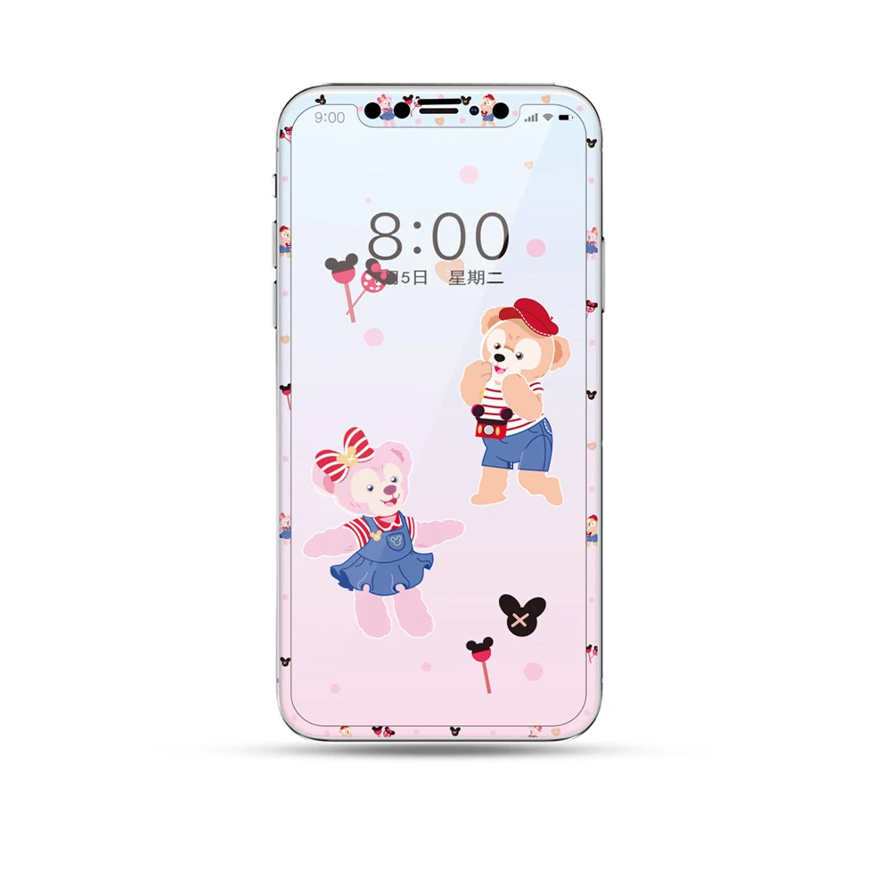 Мультфильм Закаленное стекло протектор экрана для iPhone X XR XS Max милый прекрасный протектор противовзрывная пленка 9H твердость медведь животное