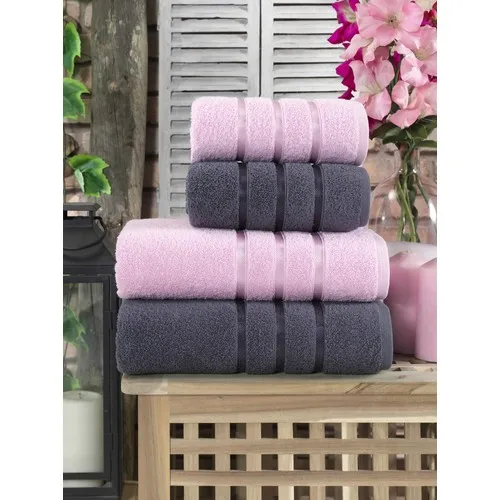 

Teksmoda Cotton 4'l Bath Towel Set/anthracite-Powder