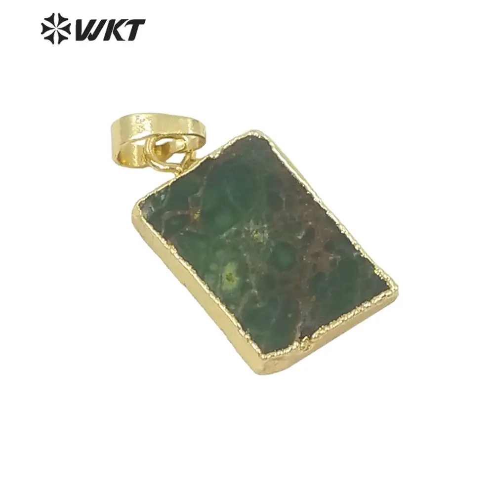 Новый дизайн WKT подвески WT-p692 в золотом стиле натуральный хризопраз