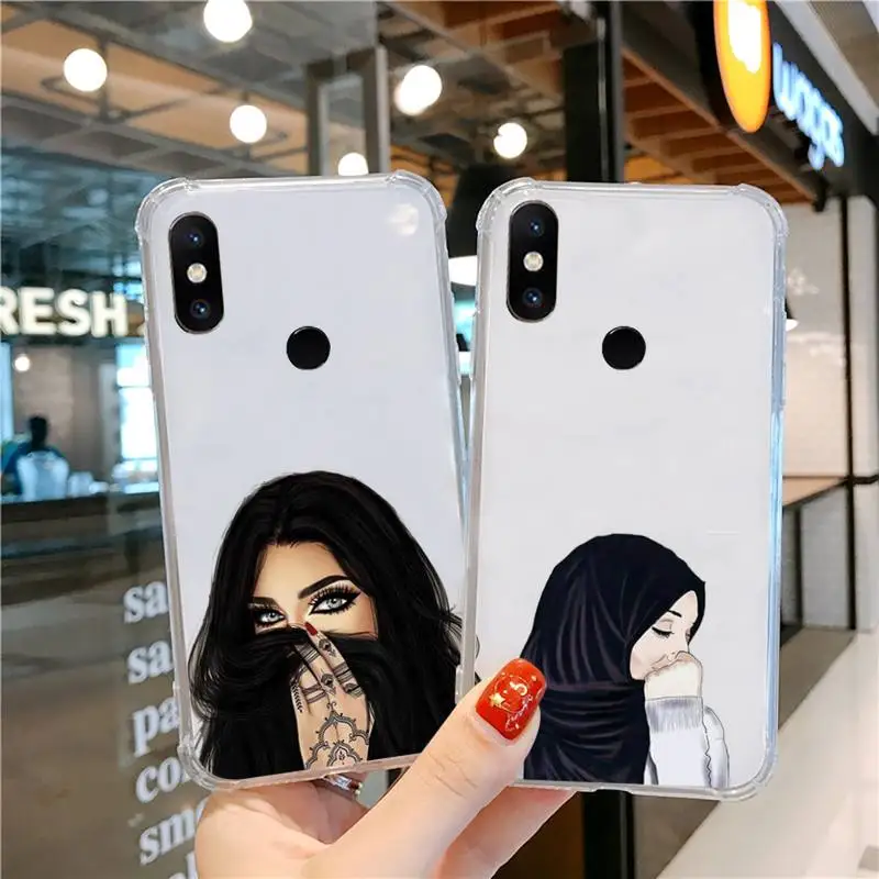 

Muslim Islamic Arab Hijab Face Girl Eyes Phone Case Transparent for xiaomi Redmi note k 7 6 40 9 6 5 10 11 A T se pro lite ultra