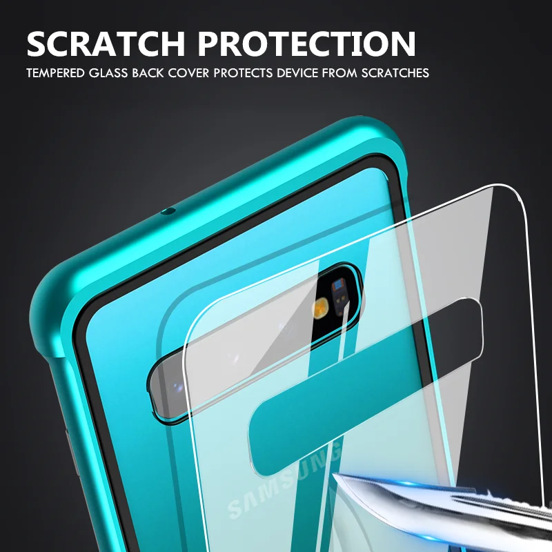 Металлический бампер OMEVE для Samsung S10 Plus прозрачный чехол из закаленного стекла Galaxy