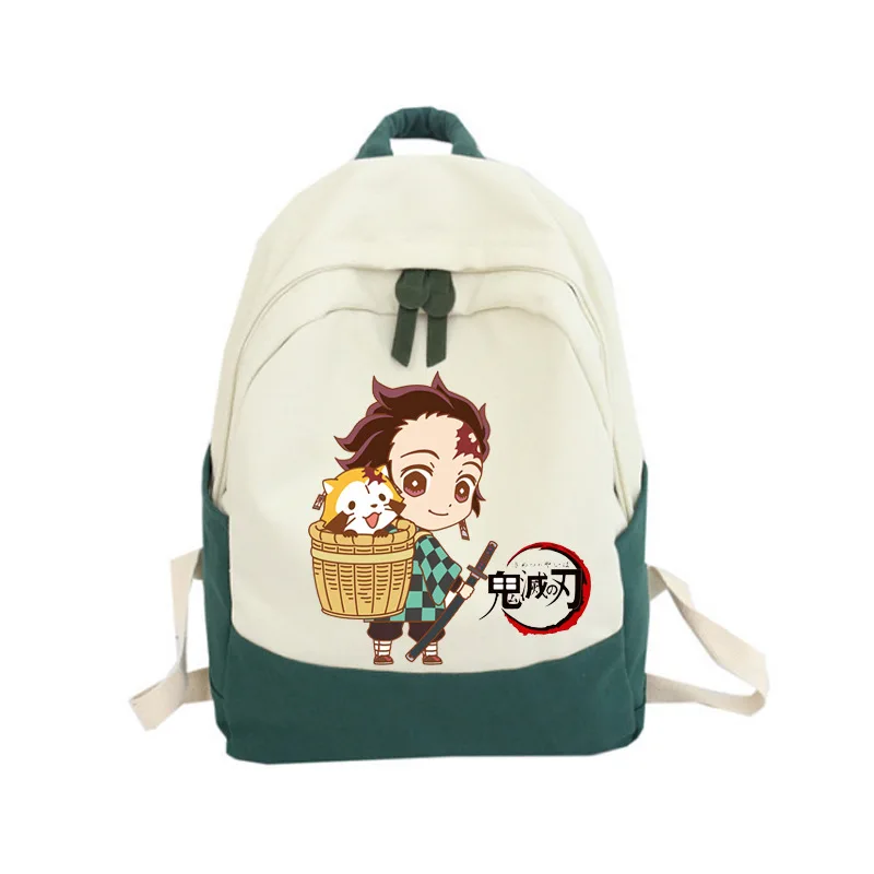 

Backpack Demon Slayer Kimetsu no Yaiba Canvas Bag Kamado Tanjirou Satchel student backpacks Casual Travel bag Notebook Bags