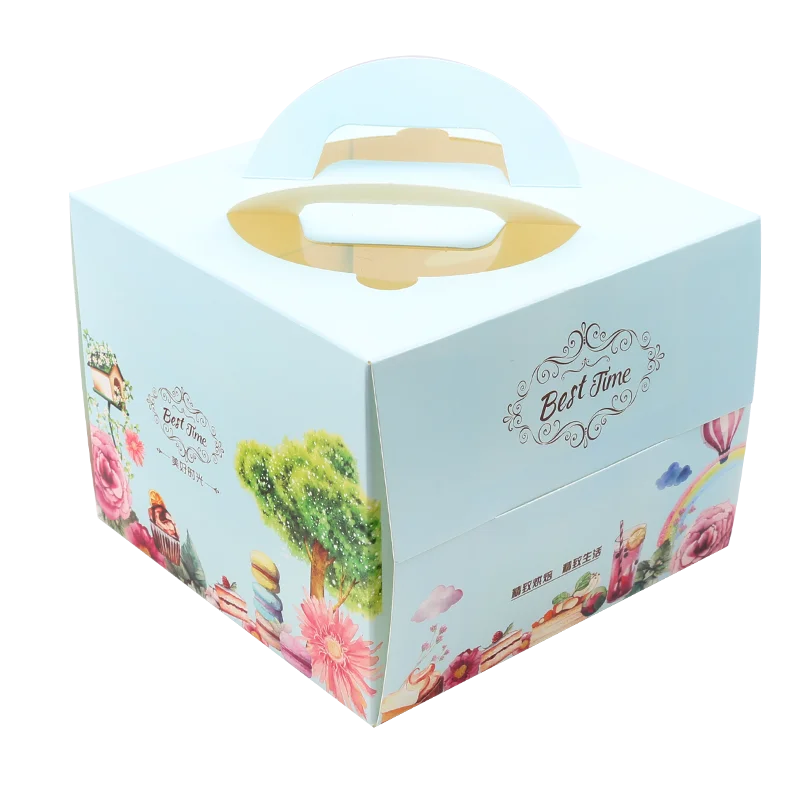 

4 inch Cheese Mousse Square Portable cake box transparent window Packing Festival Wedding Mini Birthday Party Gift pastry Baked