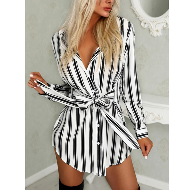 Женское платье рубашка на пуговицах черное/белое длинное Бандажное с длинным