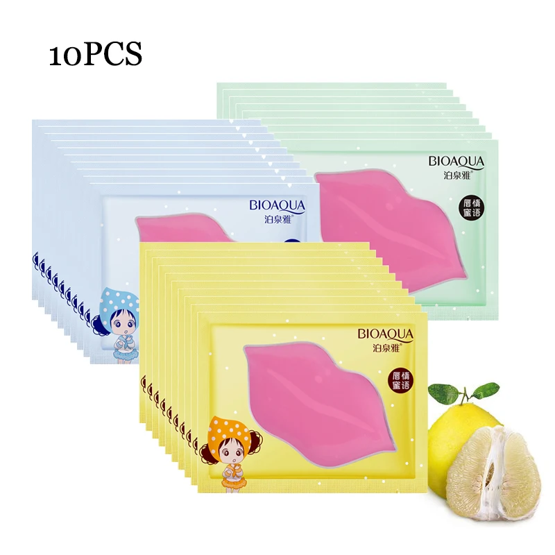 10 штук масок для губ с витамином С из грейпфрута, увлажняющих и смягчающих отмершую кожу, отшелушивающих патчи, уменьшающих меланин и разглаживающих линии ухода.