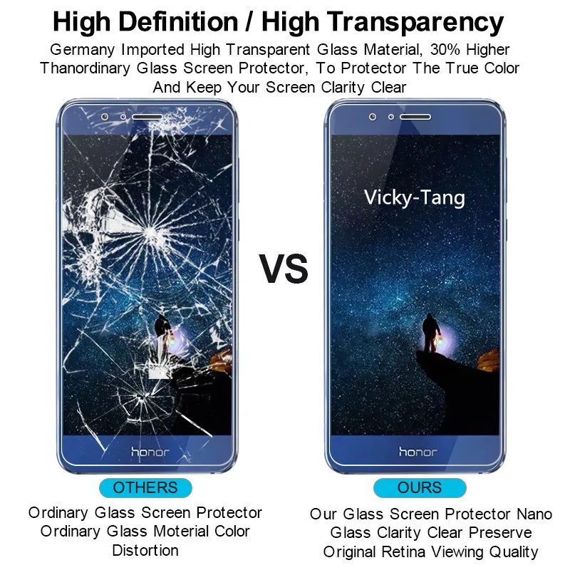 2.5d 9h закаленное защитное стекло для экрана Huawei Honor 8 против царапин Lite защитная