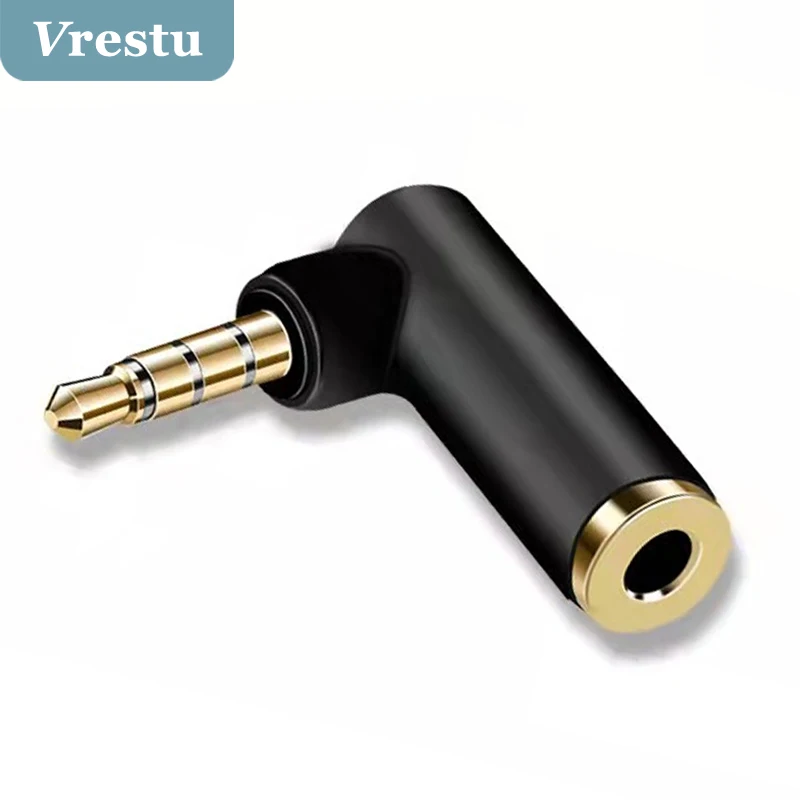 

3.5mm Jack Right Angle Male to 3.5 Female 4 Pole AUX Audio Stereo Plug L Shape 90Degree Headphone Gold-plated Extender Converter