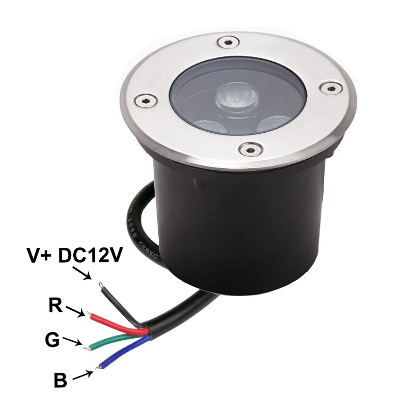 Внешний контроль 4 проводной RGB светодиодный подземный светильник напольный