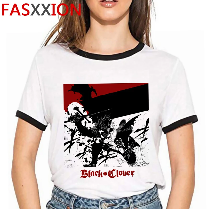 

Аста черный клевер летний топ мужской 2021 повседневная обувь для влюбленных пар, одежда размера плюс футболка летний топ в уличном стиле