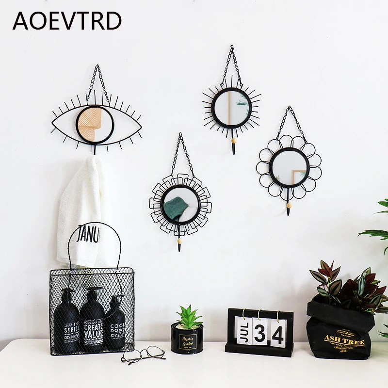 В скандинавском стиле геометрический глаз цветочный дизайн зеркальные железные