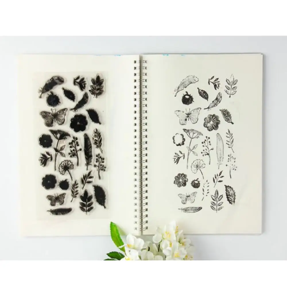 Винтажный цветок бабочки прозрачный силиконовый штамп для скрапбукинга DIY