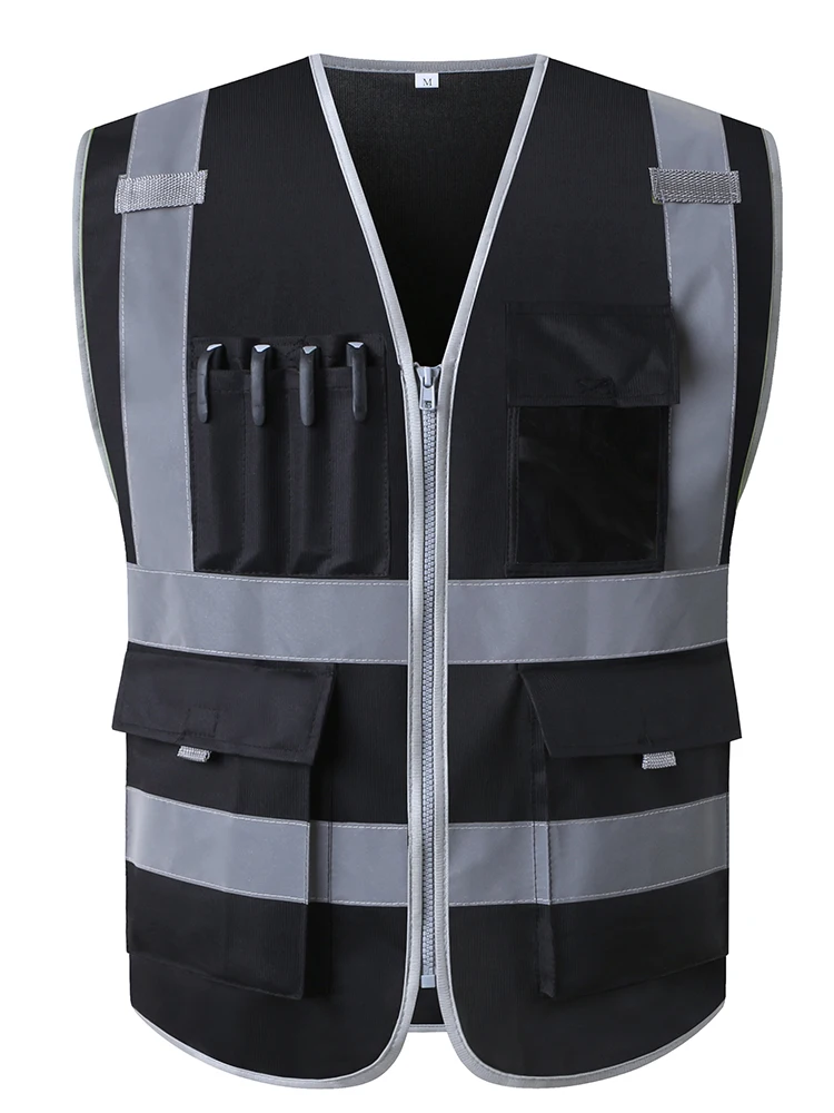 SFvest Safety reflective vest  construction building vest safety clothing work vest multi pocket black vest