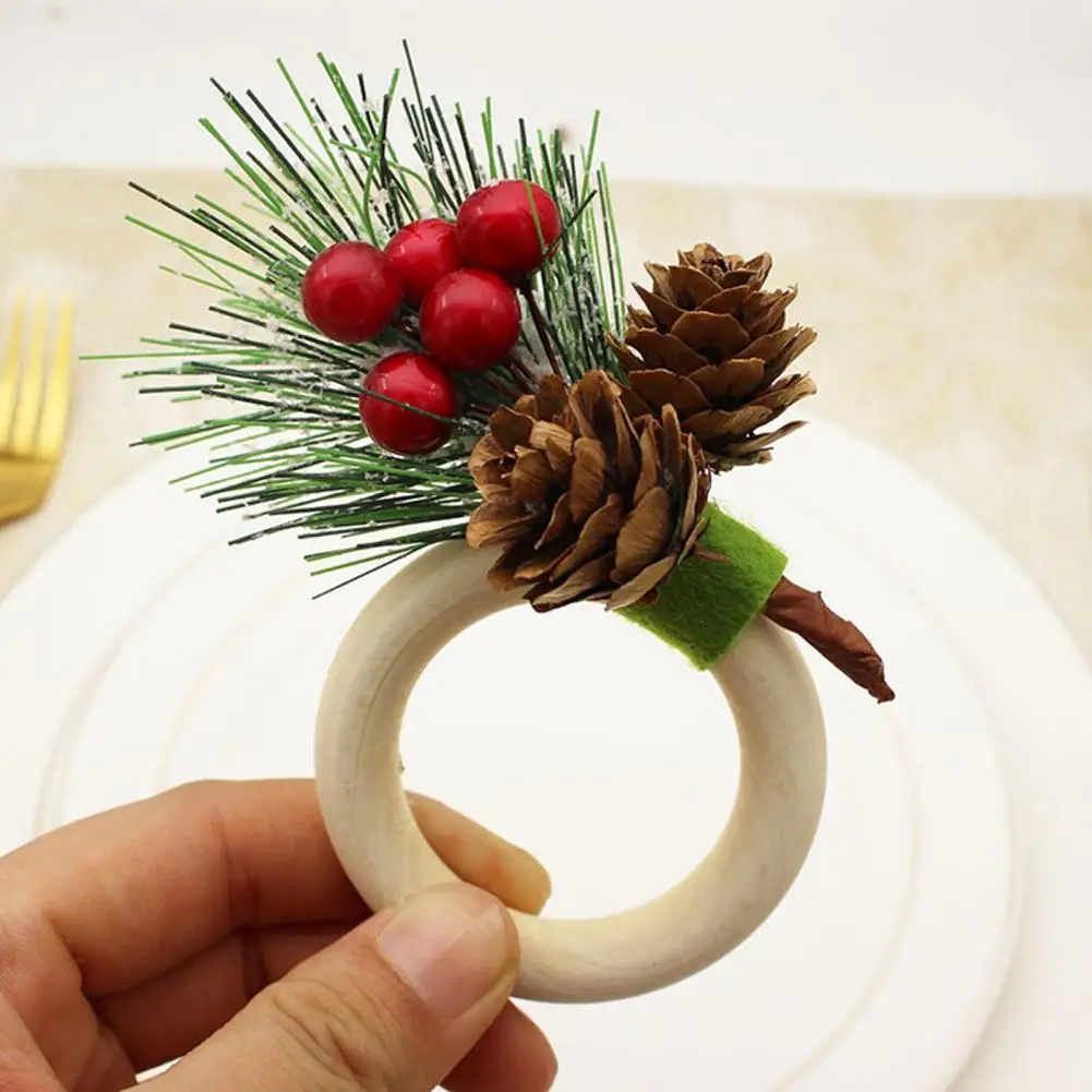 

4Pcs Napkin Buckle Natural Rustic Eye-catching Table Decor Napkin Ring Set for Banquet