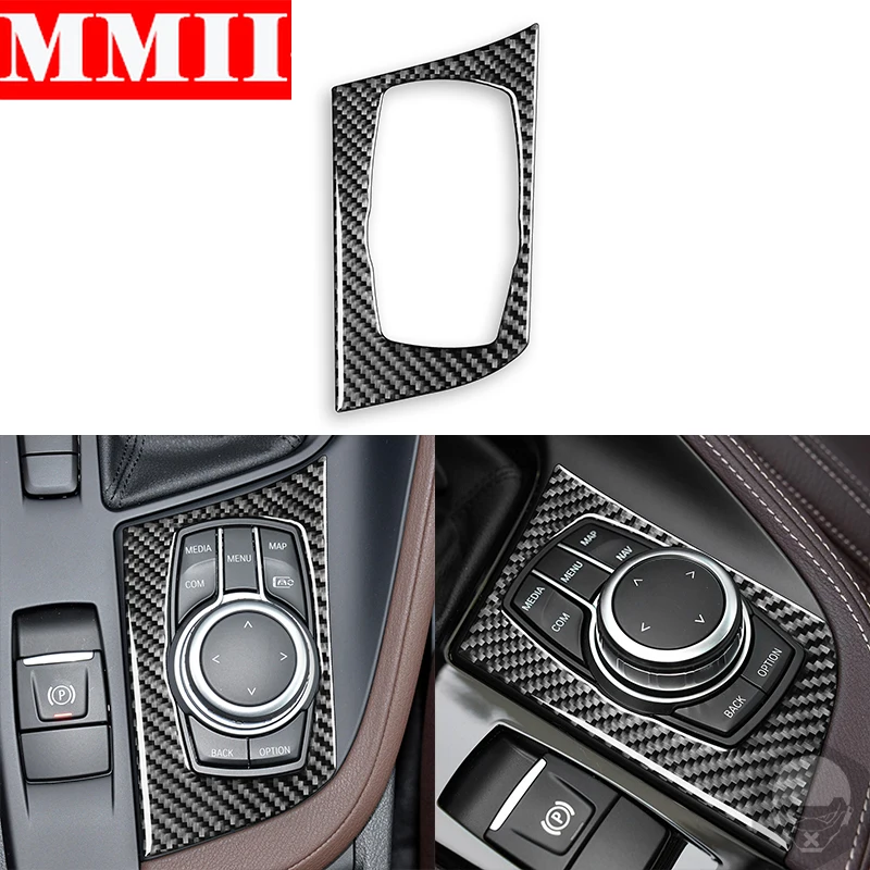 

For BMW X1 F48 X2 F39 2016 2017 2018 2019 2020 2021 Car Multimedia Knob Frame Cover Decal Carbon Fiber Interior Trim Sticker