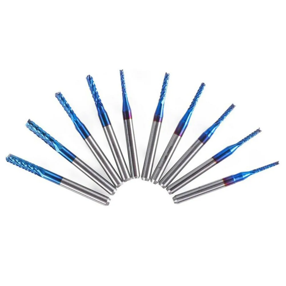 

CNC Router Bits Set End Mills 1.5mm-3.175mm 10 pcs Nano Coat High quality