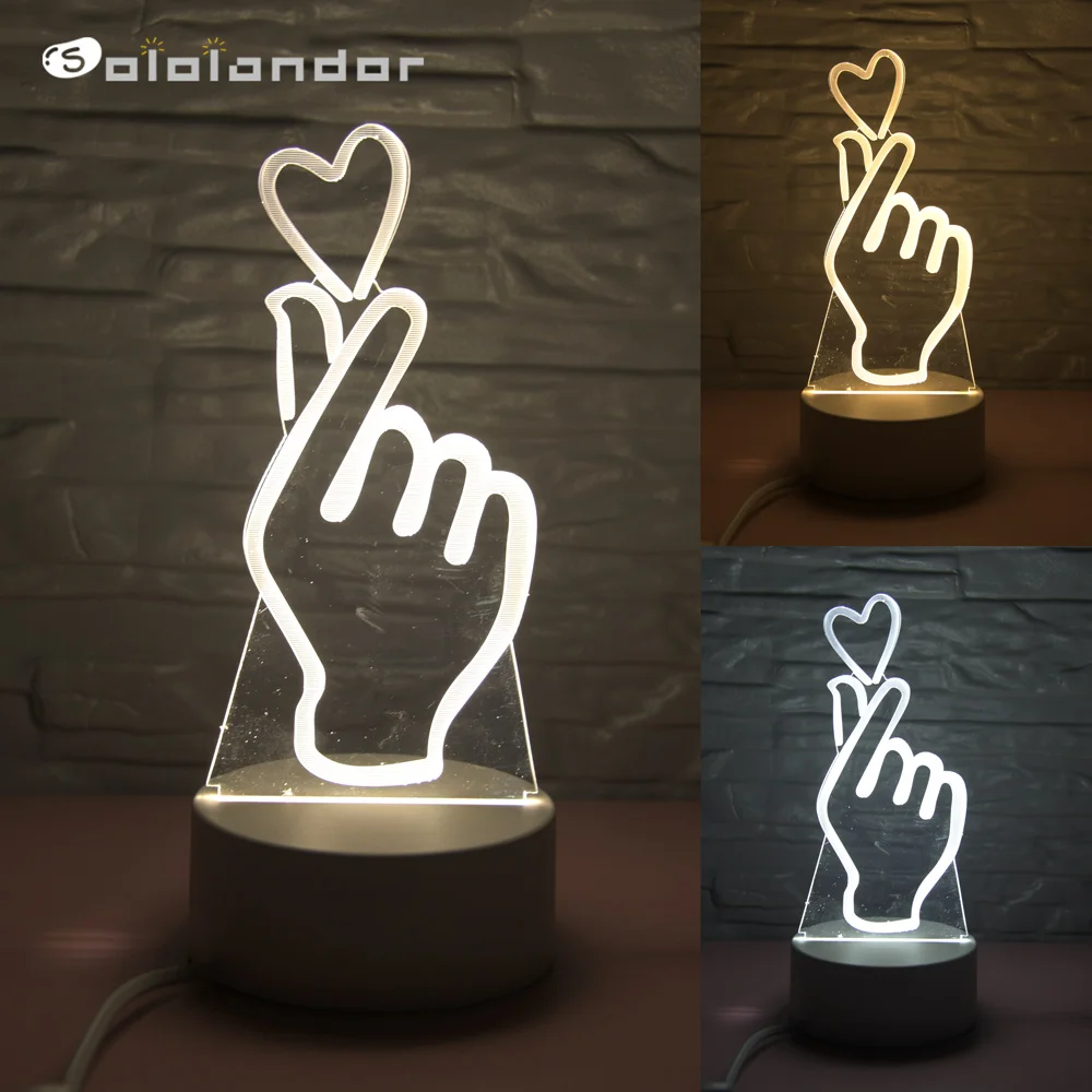 New 3 Colors I Love You LED Light 3D Night Light LED Table Lamps Table Lamp Eye Protection Acrylic Board Color Lamp For Bedroom