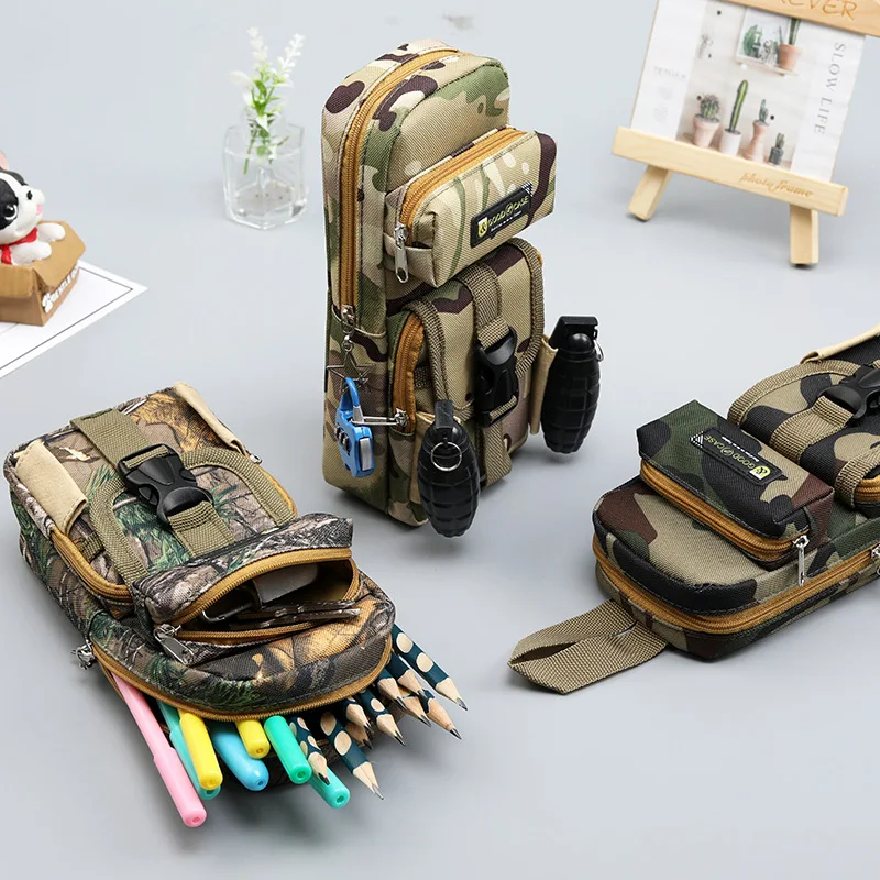 

Camouflage zipper pencil case student pencil case children multi-layer pencil case student storage stationery bag pencil case