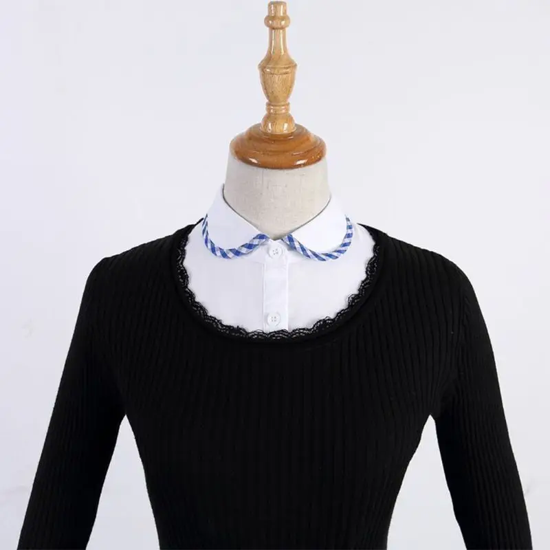 

29 Styles Womens Detachable Fake False Collar Solid Color Retro Plaid Check Chiffon Half Shirt Blouse Adjust Clothes Accessories