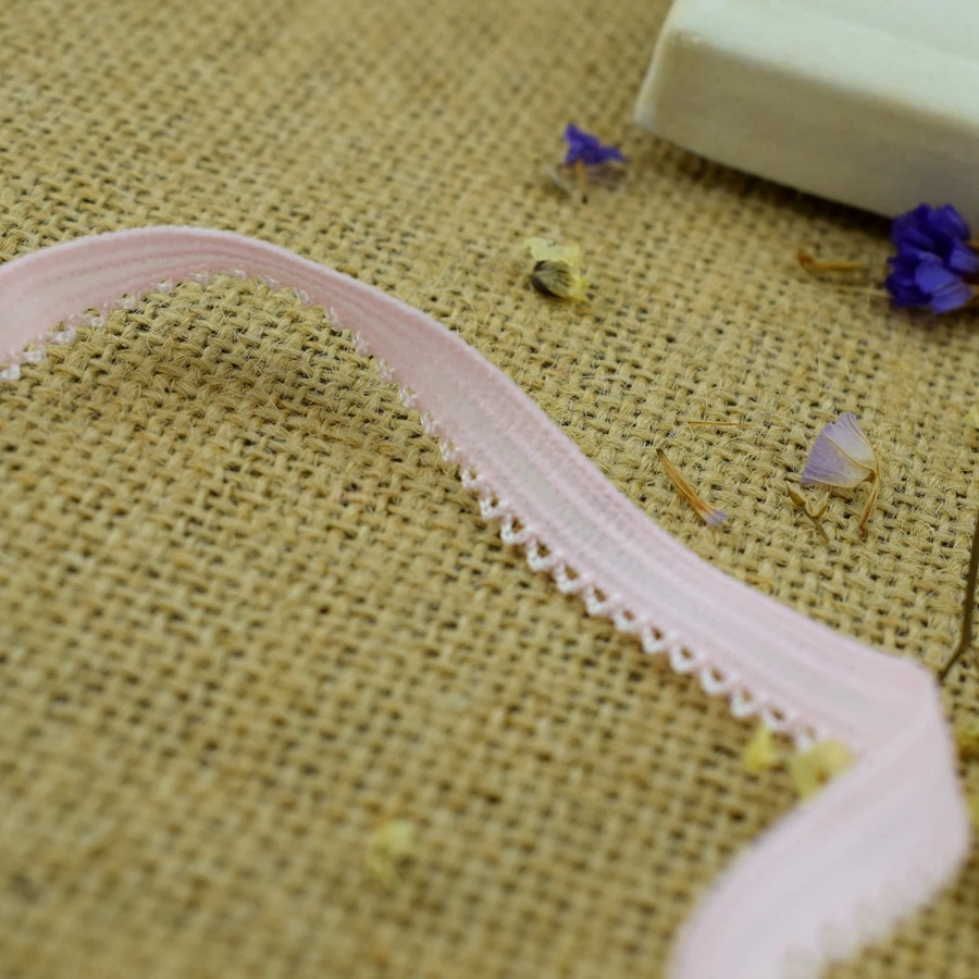 #224 розовые эластичные ленты сетчатые Стрейчевые кружевные края 8 цветов отделка