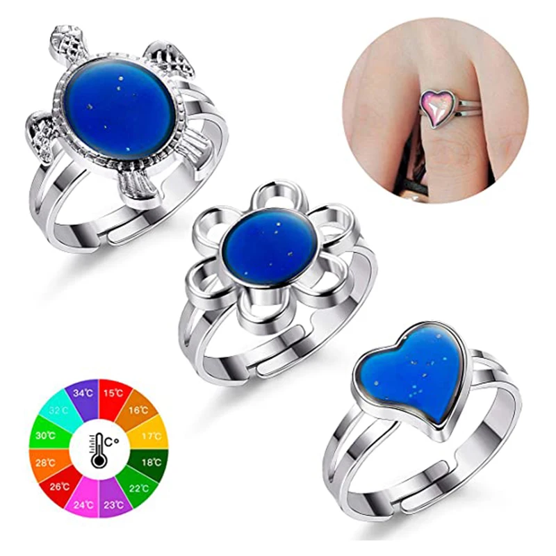 

Female Round Love Emotion Feeling Changeable Ring Temperature Control Gems Color Changing Rings For Women Change Mood Ring