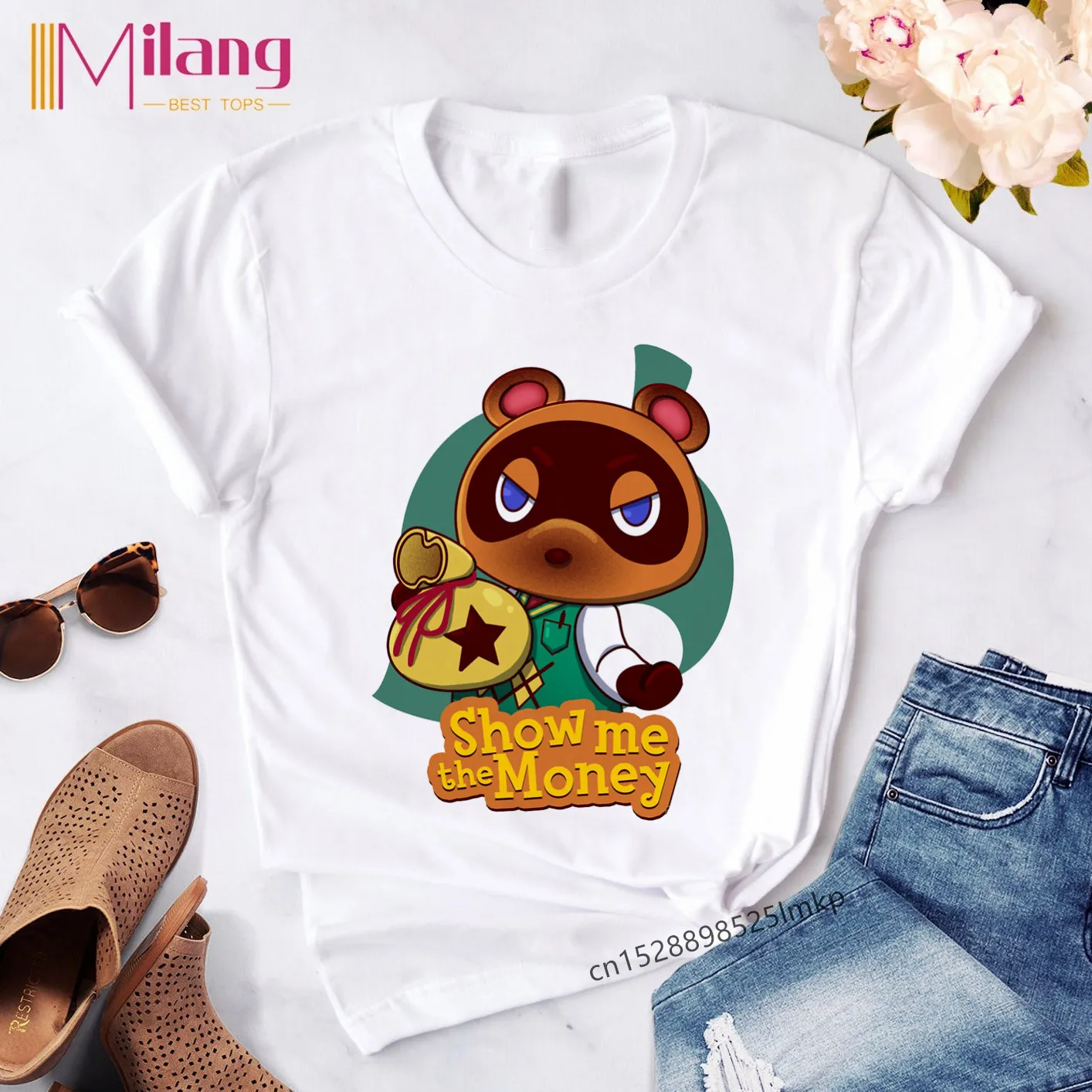 Футболка женская в японском стиле с изображением перекрестных животных из