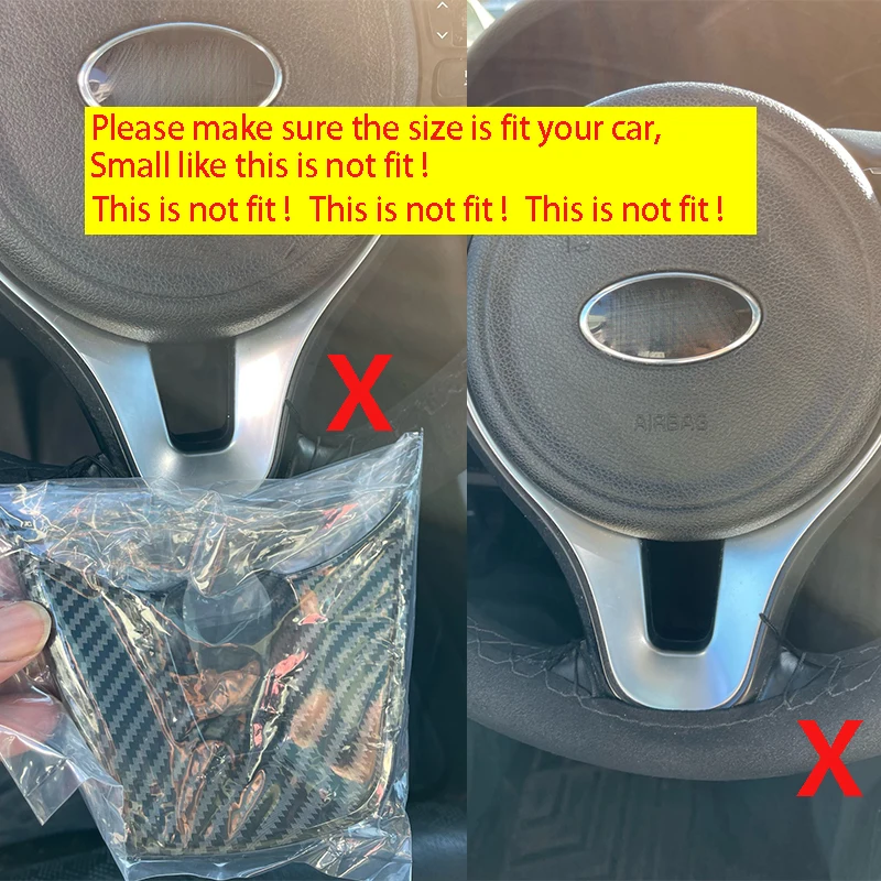 Стильная черная крышка оправы рулевого колеса из АБС-углеволокна для салона