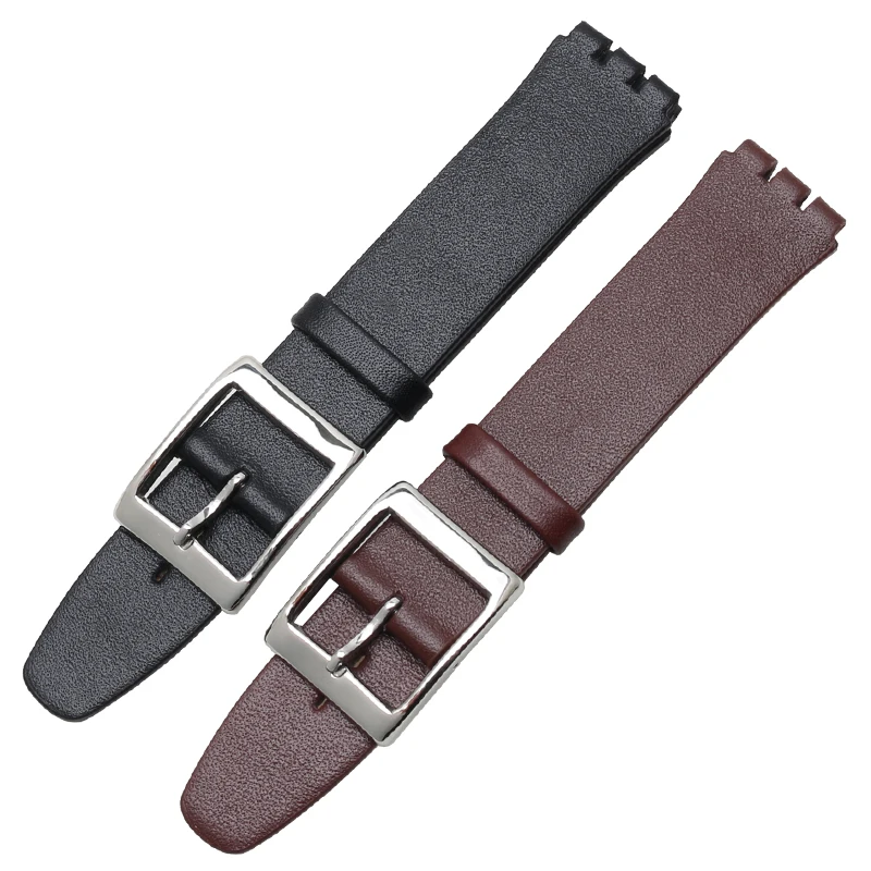 Thin Genuine Leather watch straps for swatch SYXS116 watch band head layer cowhide 17mm watchband for women with tools