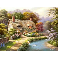 landscape house diy embroidery 11ct cross stitch kits needlework craft set printed canvas cotton thread home sell