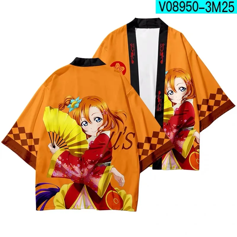 

Printing Japanese Kimono Haori Yukata Boy/girls Cardigan Fashion Kawaii Lovelive! 3D Cool Short Sleeve Summer Casual Women/mens