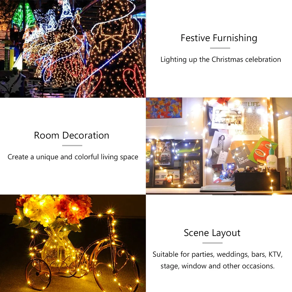 

TSLEEN Hot Sale String Light 2m 3m 5m 10m 100Leds Silver Wire Fairy With 12V LED Strip For Home Furnishings Room Decoration