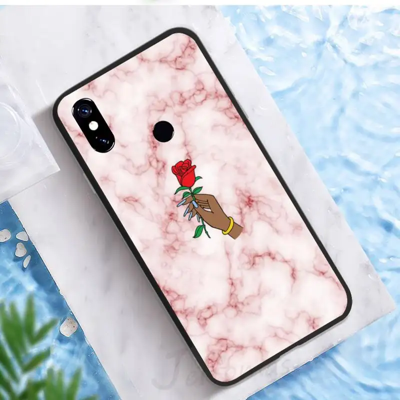 

Phone Case For Xiaomi Redmi note 7 8 9 pro 8T 9A 9S Mi Note 10 Lite pro Marble flowers