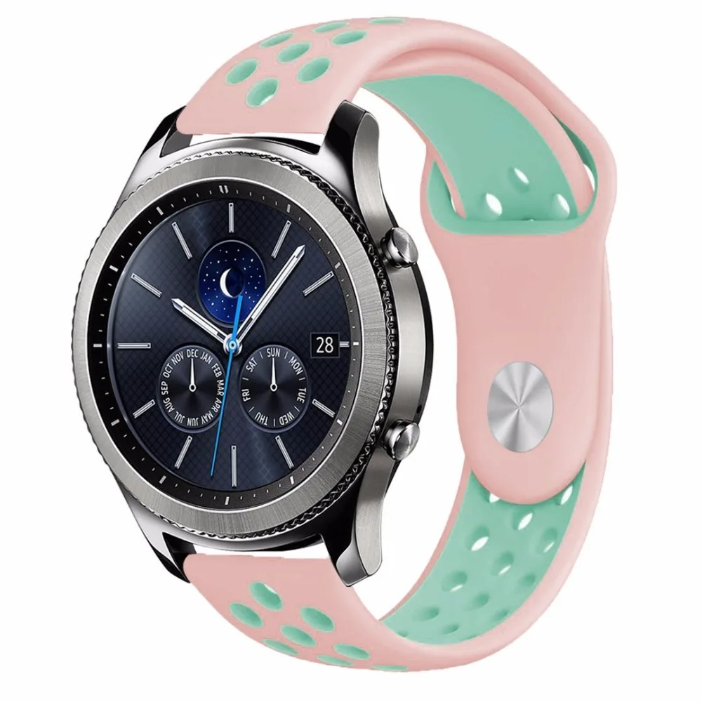 pink green Gear S3 Frontier ремешок для спортивных часов для samsung Galaxy watch 46 мм 42 мм ремешок 22 мм 20 мм силиконовый ремешок amazfit bip браслет аксессуары - Цвет ремешка: pink green