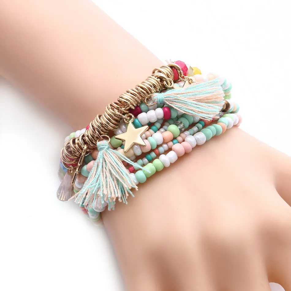 Женское богемное ювелирное изделие Match Right многослойный набор эластичных